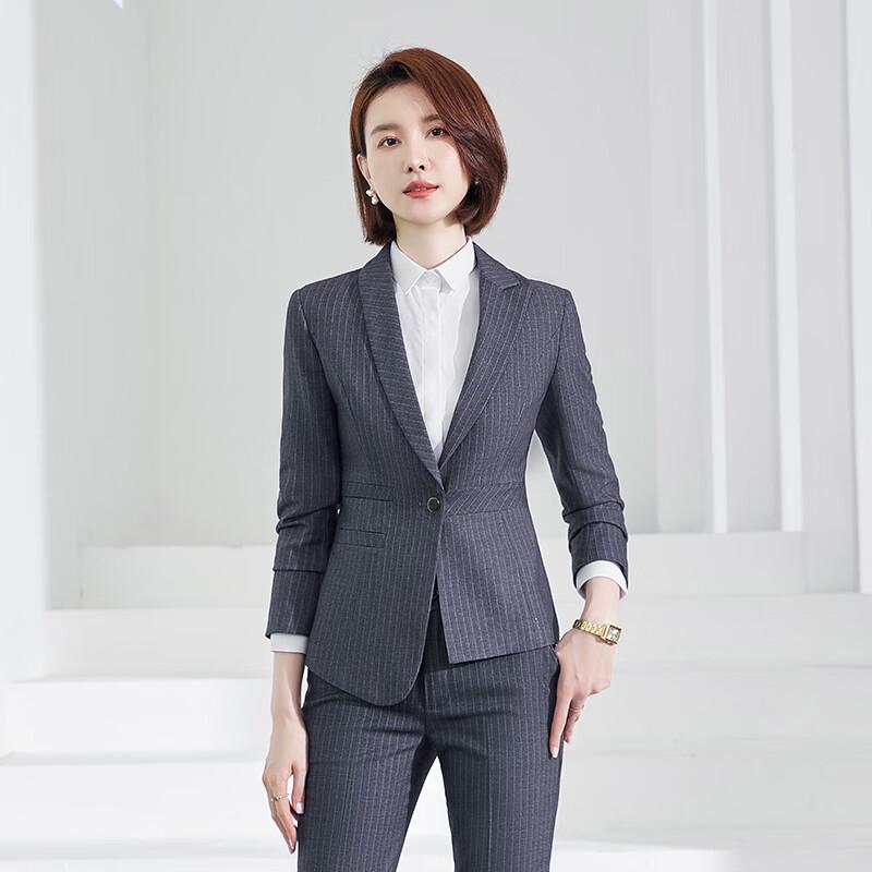 

Taluoman Women s Asymmetrical Striped Business Suit Set S