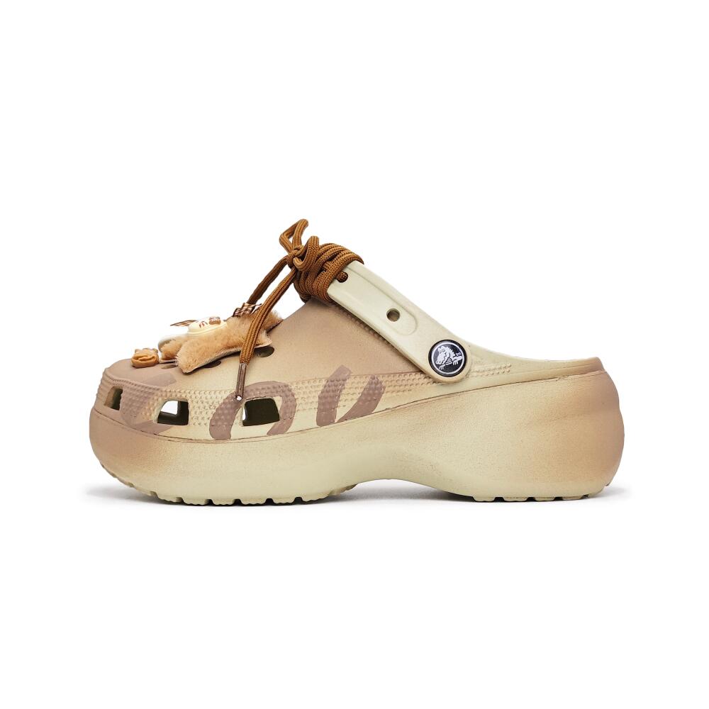 

Crocs Classic Platform Clog Caramel Brûlée EVA Cloud Vintage Fashion Trend Hole Shoes Women s Linen 38-39 льняной