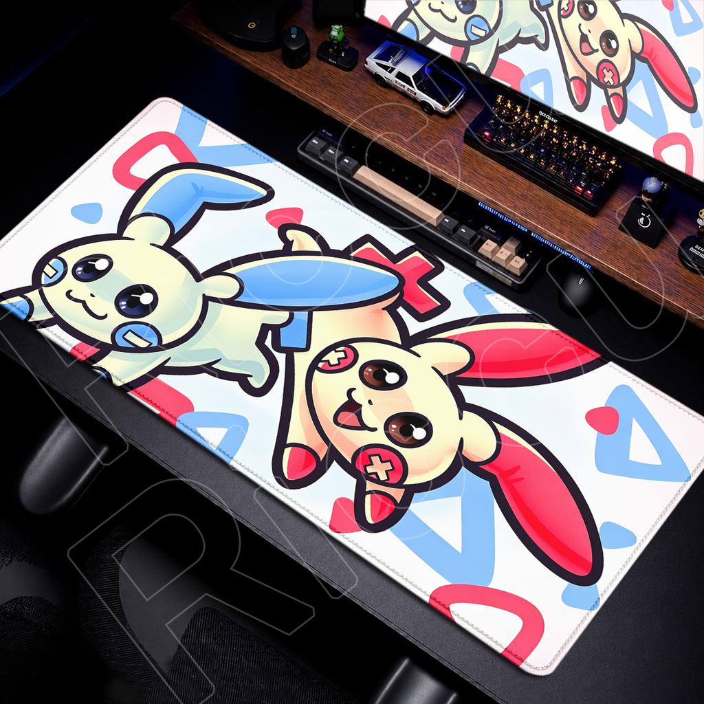 Xxl Anime Gamer Keyboard Desktop Mat PPlusle Minun Locking Edge Mouse Pad Pc Rubber Accessories 90x40cm Washable Carpet