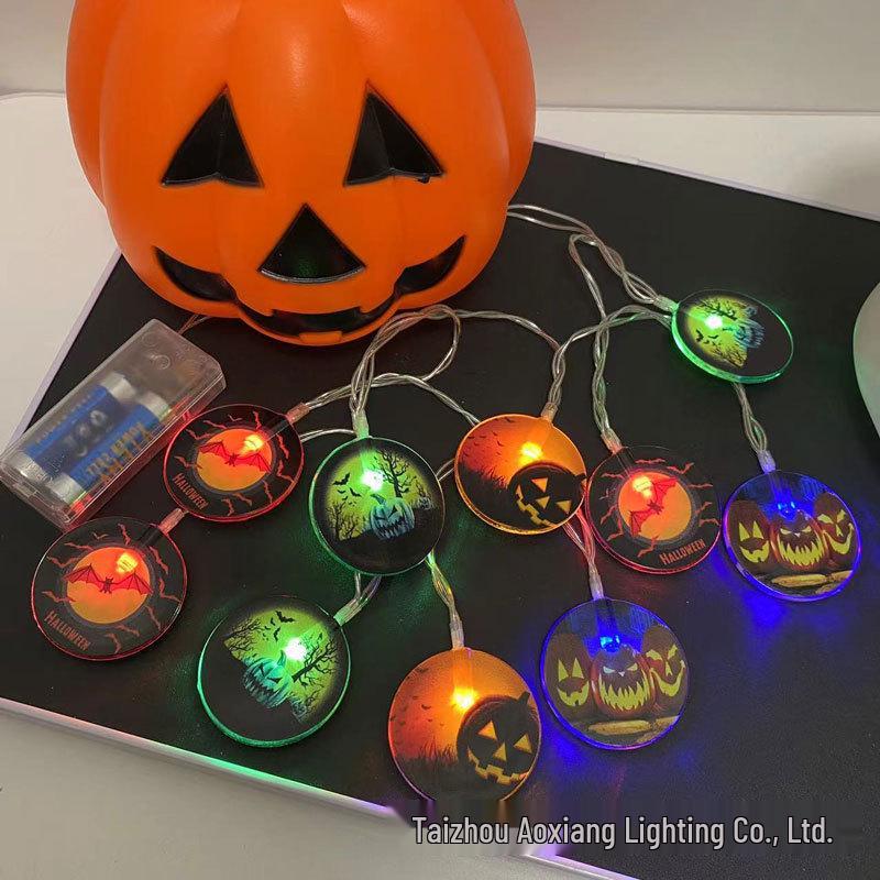 Halloween LED String Lights - Pumpkin, Spider, Ghost, Horror Decor, Marigold Colored Small Lights