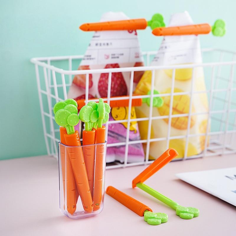 5pcs/ set Cute carrot sealing clip Magnetic absorption nano box Small snack bag tea sealing clip artifact
