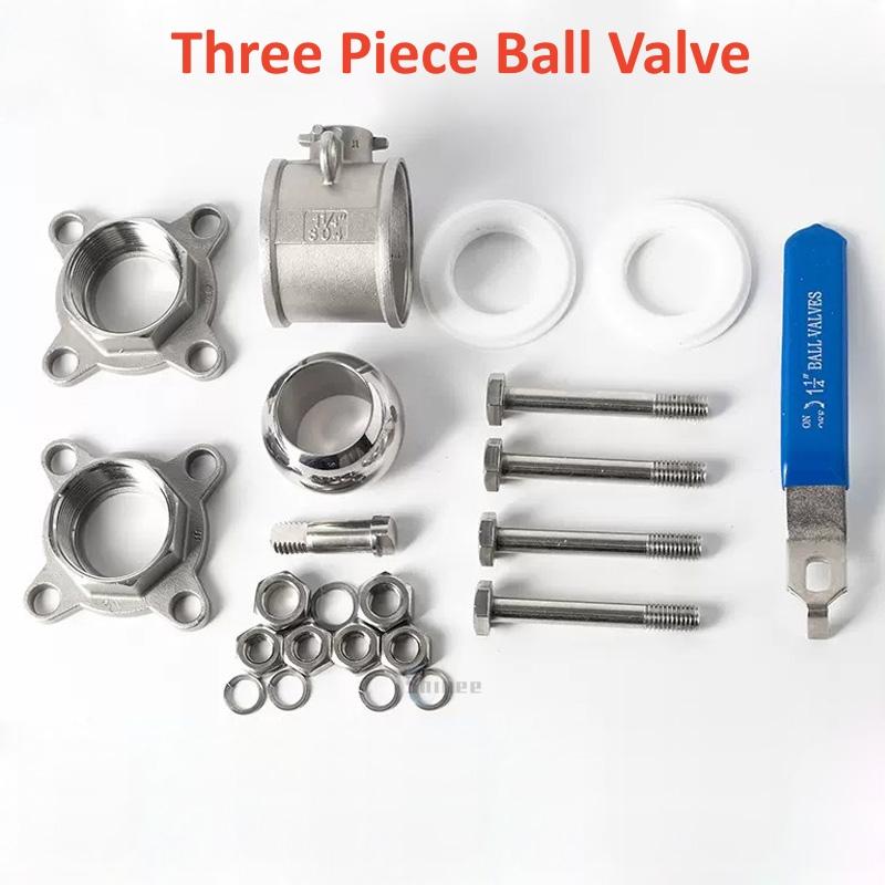 BSPT 1/4" 3/8" 1/2" 3/4" 1" 1-1/4" Female Stainless Steel SS304 2P/1P Full Port Ball Valve with Vinyl Handle Thread Valves