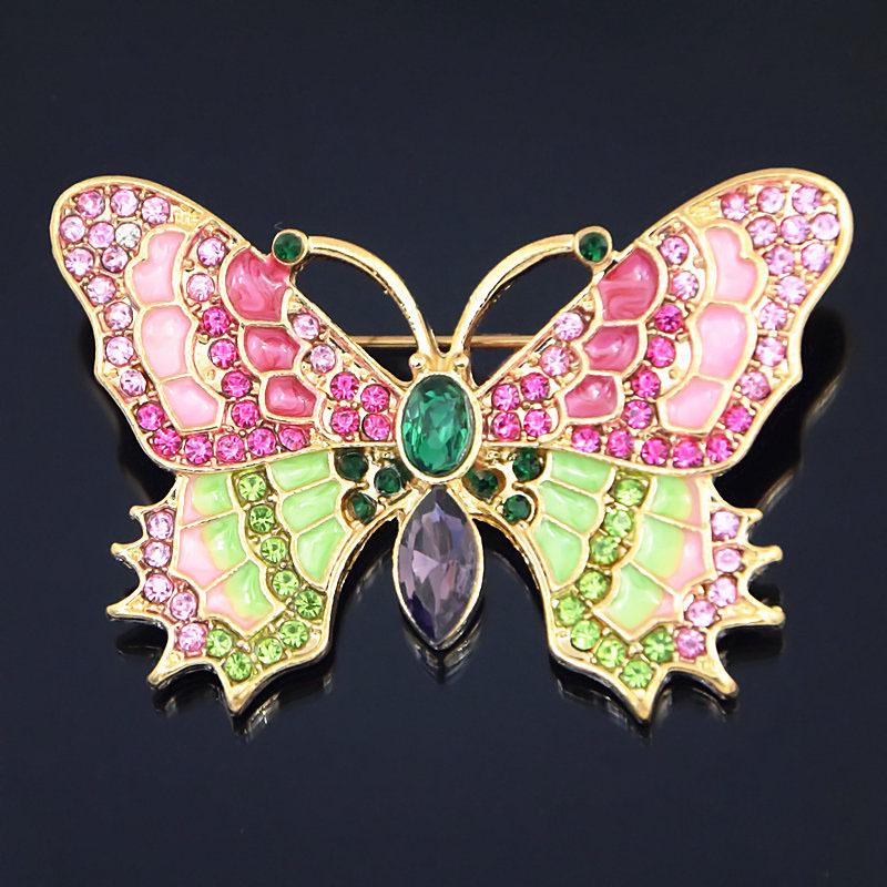Hand-Painted Rhinestone Butterfly Brooch Pin - Cute & Versatile Jewelry Accessory