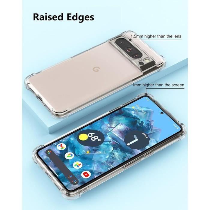 Coque - pour Google Pixel 8 Pro - TPU Antichoc - Transparent - Protection renforcée - avec 2 Verres Trempés