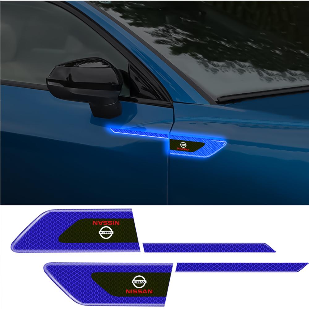 2PC Reflective Car Sticker Body Fuel Tank Cap Safety Pole Motorcycle Sticker Center Cover For Nissan d Juke Qashqai j10 j11 X-Trai