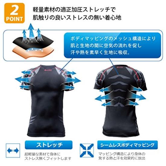 GORIX Innerwear Cool Inner Shirt Short Sleeve Summer Quick Drying Sports Cool to the 3D Seamless Body Mapping Cycling Quick Drying Men's [Compression