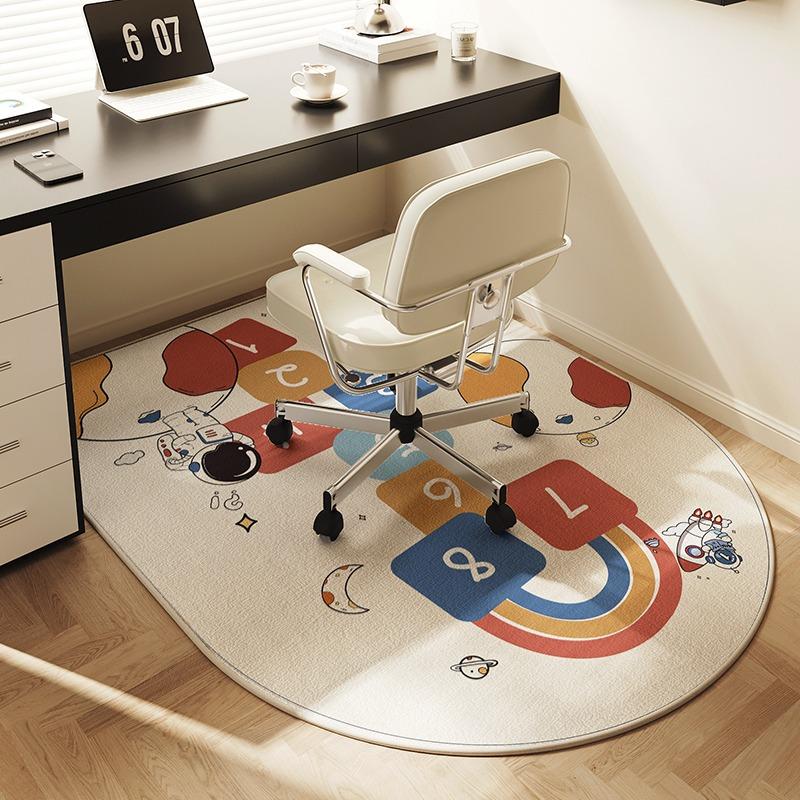 VIKAMA Chair Floor Mat Arched Bedroom Vanity Rug Modern Home Decor Study Playroom Swivel Chair Mute Rug Office Desk Floor Mat