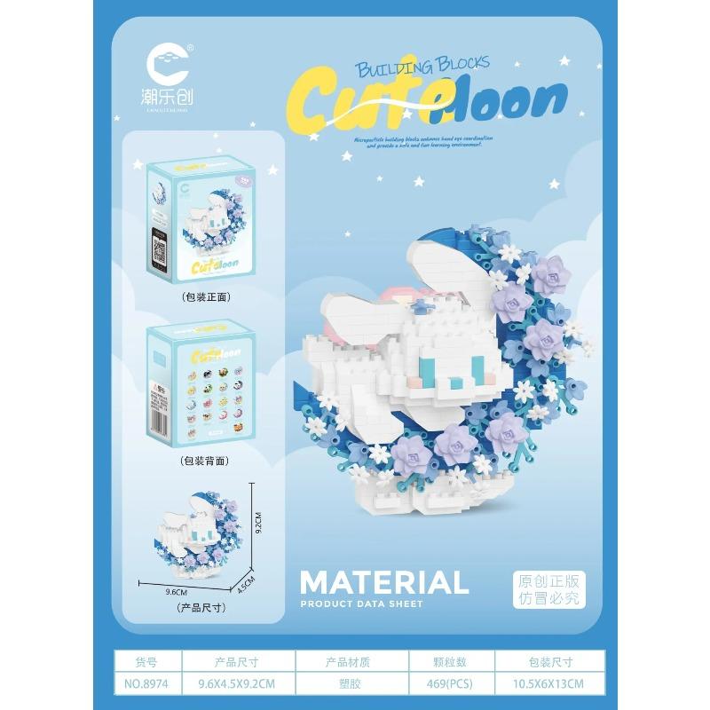 Kawaii Panda Cat Flower Moon Cartoon Building Blocks Toy Assembly Model for Girls Kids Christmas Gift