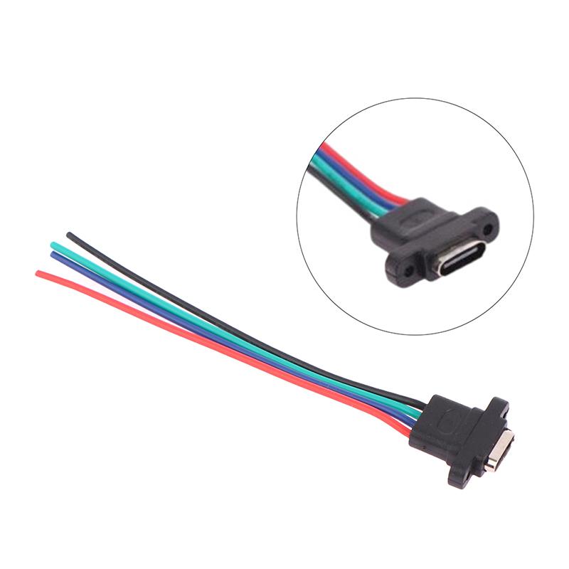 USB 3.1 Разъем Type-C 4-контактный Паяный провод Мама Водонепроницаемая розетка мама Резиновое кольцо Высокотоковый Порт быстрой зарядки one size