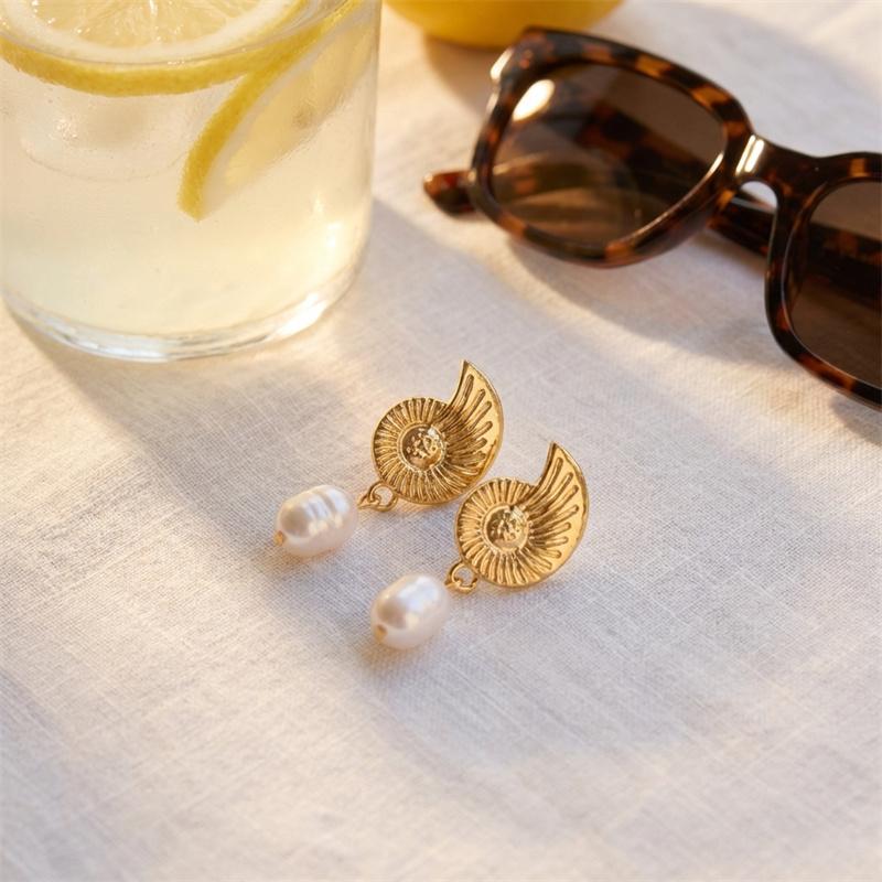 Boho Starfish Shell Asymmetric Dangle Earrings for Women Ocean Style Conch Scallop Pearl Earring Summer Beach Party Jewelry Gift