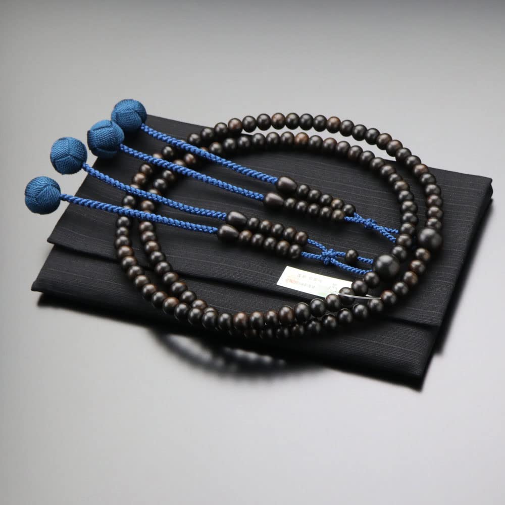 Shingon Buddhist Prayer Beads for Shakuni Striped Ebony Bon Tenbo Prayer Kyoto Prayer 108 Two Memorial Memorial Koyasan My Prayer Beads Bag Special