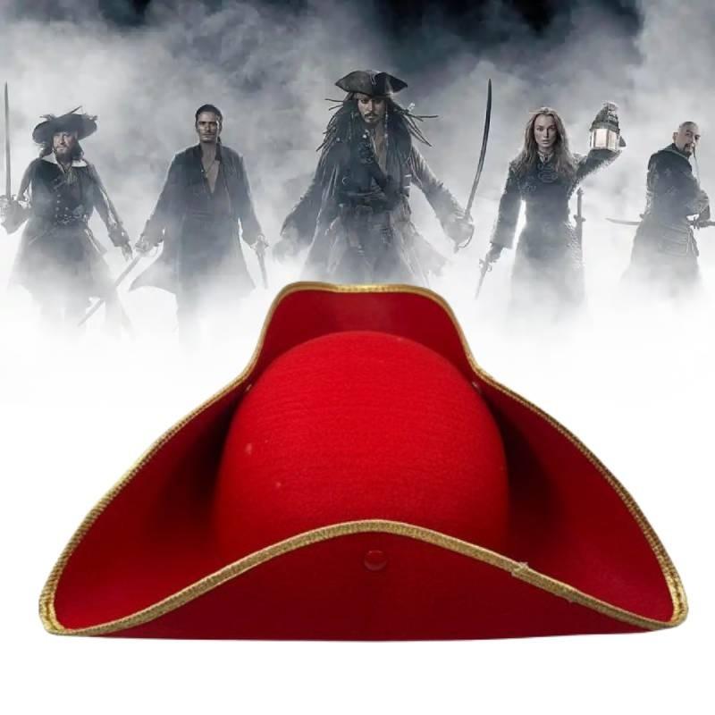 Stylish Red Pirate Captain Hat Cosplay Costume Accessory For Halloween Parties And Events