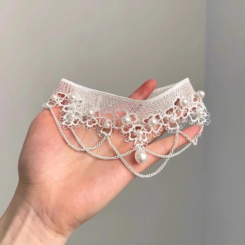 Premium Lace Pearl Fringed Necklace European and American Style Light Luxury Niche Collarbone Chain 2025 New Choker Neck Chain