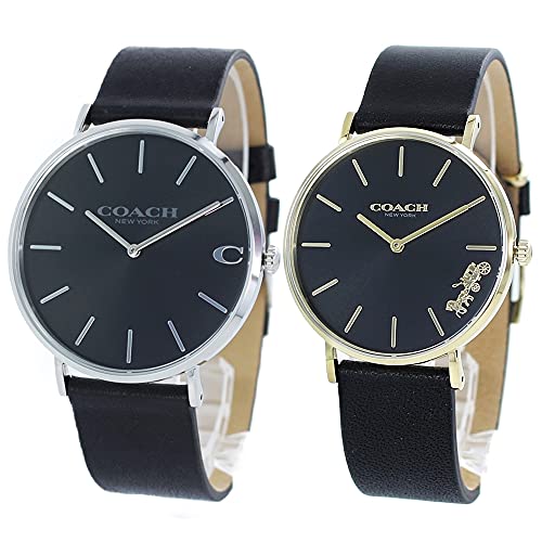 

COACH Storage Box Pair Watch Set of 2, Charles Perry Watches with Black Leather Straps, 1460214914503333 [Parallel Import]