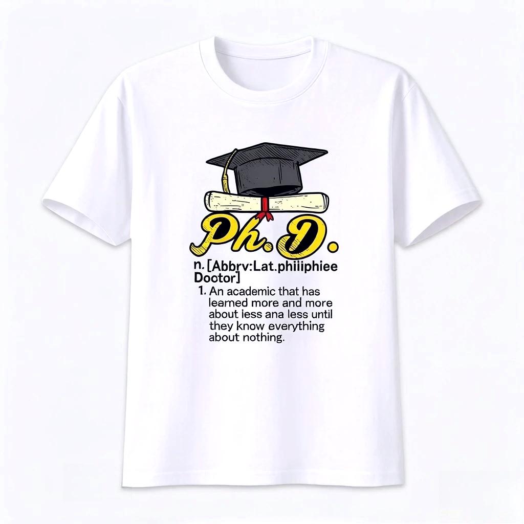 Doctoral Degree Graduation Tshirt with Logo Student Degree Graduate Academic Cap Printed Design Casual Comfortable Women Tops