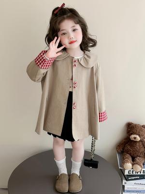 Stilvoller Mädchen-Trenchcoat in mittlerer Länge mit Puppenkragen - Koreanische Mode für Herbst und Frühling
