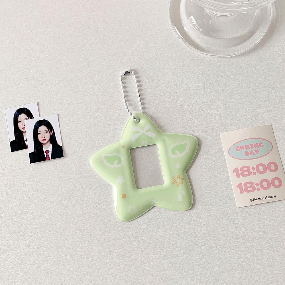 Angel Wings Star Card Case Student One Inch ID Photo Display Pendant Star Chase Key Chain Card Case