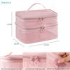 Mesh Makeup Bag - 1pcs Transparent Cosmetic Organizer with Handle, Travel Toiletry Storage Pouch