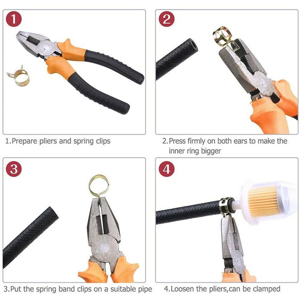 100PCS Spring Hose Clips / Clamps Fuel Air Gas Water Pipe Self Clamping