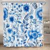 1Pc Exquisite Peony And Daisy Pattern Shower Curtain, Polyester Fabric, Machine Washable, Suitable For Bathroom Decoration