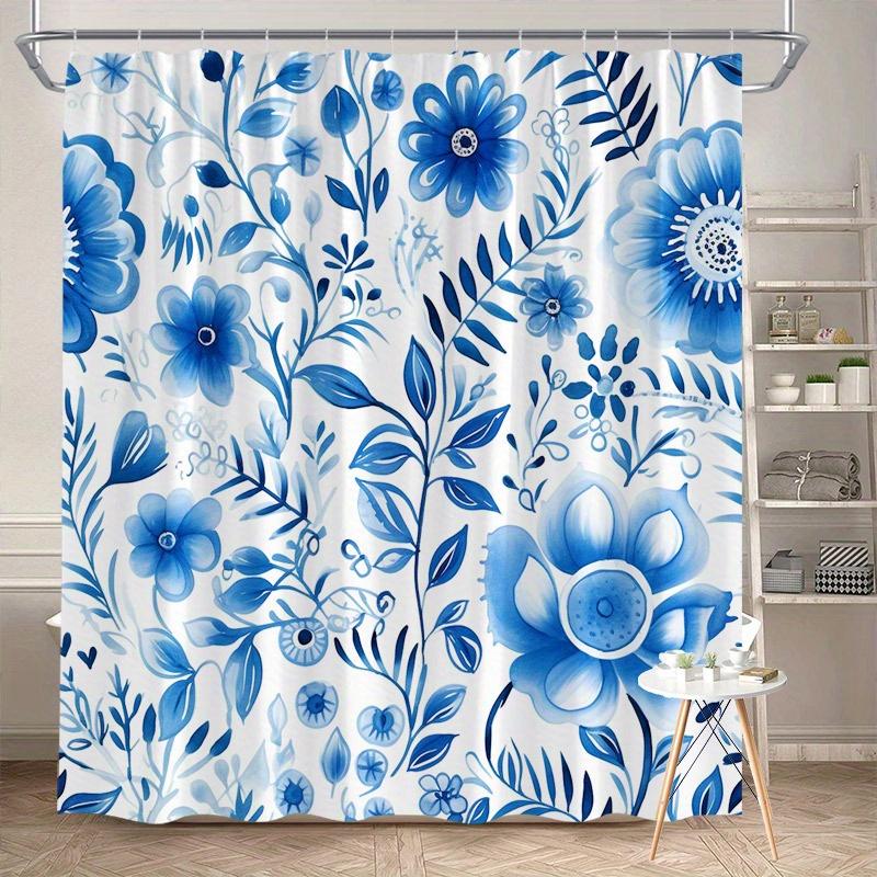 

1Pc Exquisite Peony And Daisy Pattern Shower Curtain, Polyester Fabric, Machine Washable, Suitable For Bathroom Decoration W60H190(CM)-1 Pcs