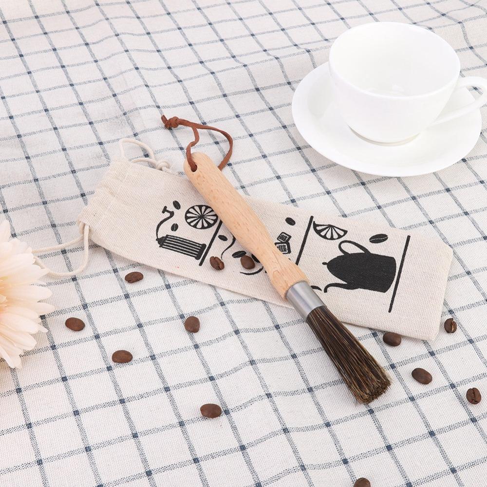 Wood Handle Coffee Machine Brush Stainless Steel Coffee Brush Accessories  Coffee Grinder Cleaning