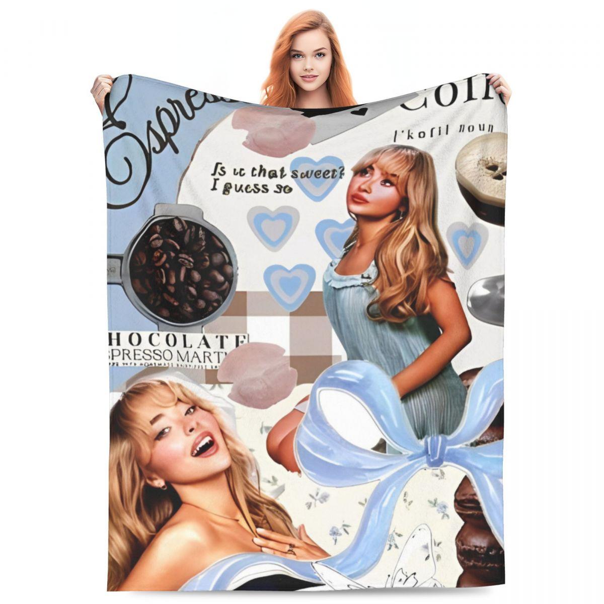Pandara Jewelry Unisex Sabrina Carpenter Espresso Blankets Flannel Summer Multifunction Super Soft Throw Blanket For Bed Bedroom Bedspreads