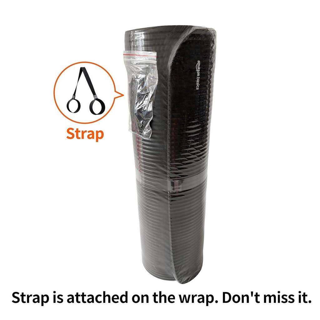 13mm Extra Thick Yoga and Exercise Mat with Carrying Strap, Black
