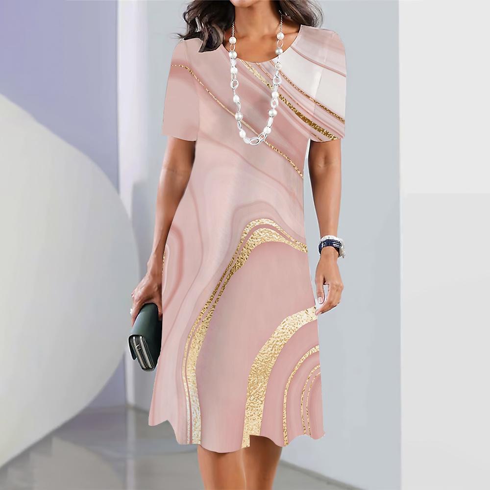 Vintage Women's Dresses Patchwork Print Short Sleeve A-Line Skirt Elegant And Pretty Y2k Women'S Dresses Oversized Summer 2025