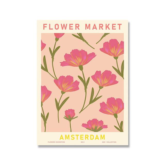 Abstract Flower Market Vintage Watercolor Wall Art Canvas Painting Nordic Posters And Prints Wall Pictures For Living Room Decor No Frame