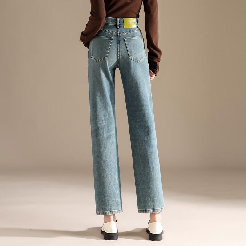 RAIN.CUN Women's High-Waist Straight Leg Ankle Jeans