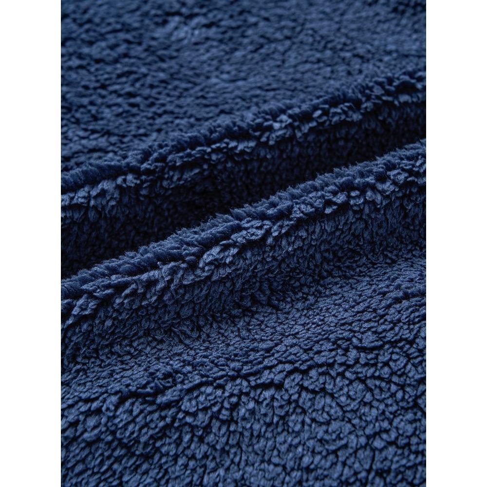 Daiso [common] Fluffy Long Sleeve Fleece Hoodie Zip Up Xl Navy