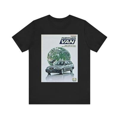 T-shirt con Stampa Grafica Honda Partner Van Manica Corta Girocollo Arte Auto d'Epoca