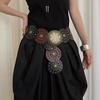 Retro Western Pu Leather Belt For Women With Metal Conchos And Rivets For Dress Accessories