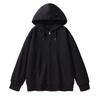 Womens Oversized Long Sleeve Hooded Zip-Up Top Loose Fit Mid-Length Casual T-Shirt In Milk Silk Fabric
