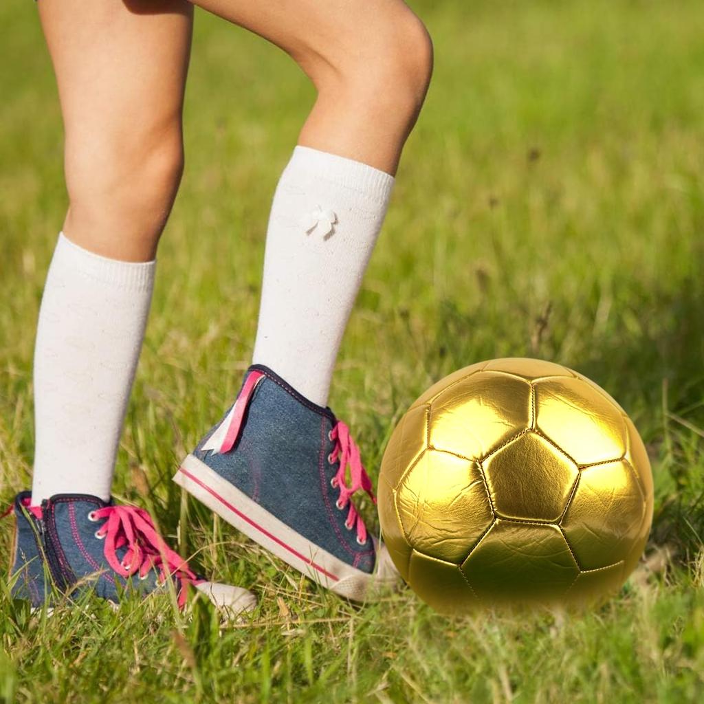 Linkidea Size 5 Gold Color Soccer Ball, Official Match Size Golden Soccer Ball, Gift Idea for Freestyle Soccer and Juggling