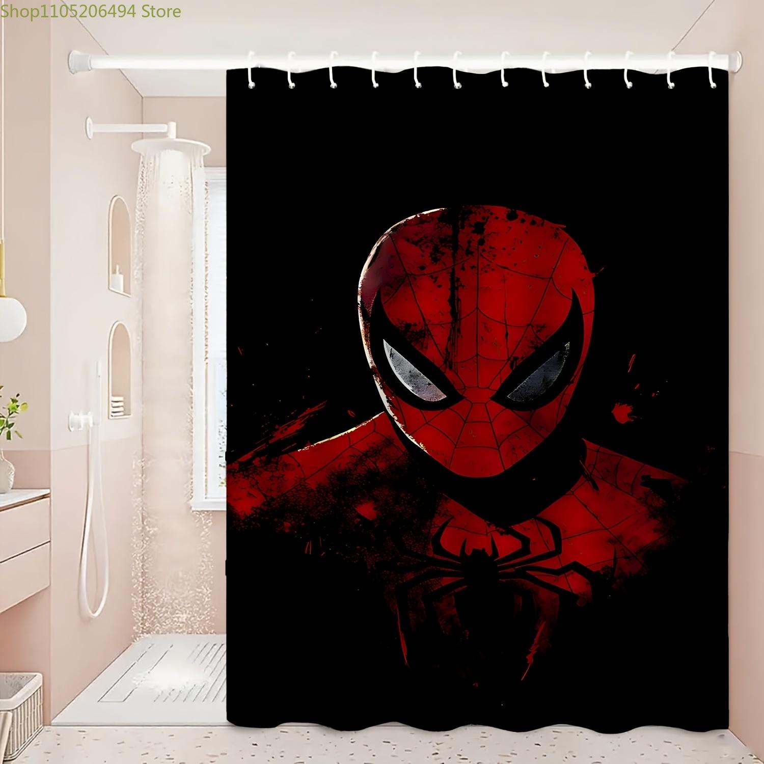 

A Printed Shower Curtain Featuring a Spider-Man Design, Made of Durable Polyester Fabric, Suitable for Cozy Home Bathrooms And 90x180cm