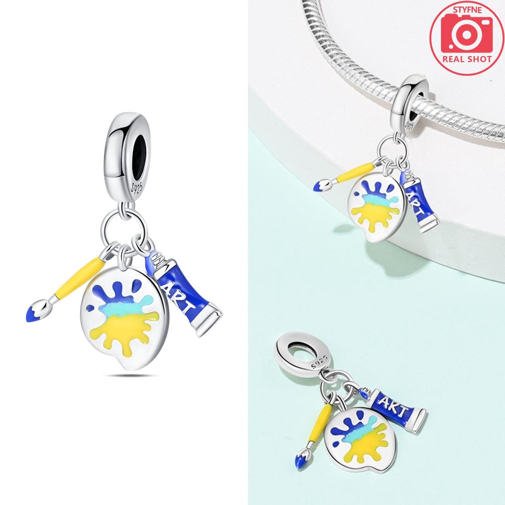 Charms Copper Original Life Sunflower Colorful Painting Plate Heart Glasses Beads Fit Bracelet Women Diy Gift Accessories