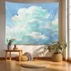 Retro Japanese Cherry Blossom Tapestry, Deep Indigo Flowers Wall Art Hanging Decoration Polyester Fiber White Ruffled Around For
