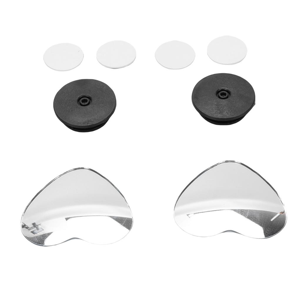 4 Stück Herz Totwinkelspiegel HD Glas Rahmenlose Konvexe Rückspiegel Außenzubehör mit