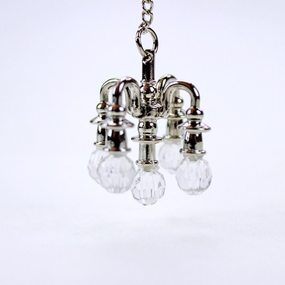 Playing Scene Mini Five-head Chandelier Gold/silver Ceiling Lamp Model  Doll House Accessories