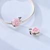925 Sterling Silver Charms Bead CZ Zircon Pink Snail Dangle Fit Original Bracelet DIY Women Jewelry Gift
