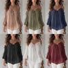 Blusa da Donna Scollo a Barca Manica Lunga Colore Unico Casual Vestibilità Larga Top a Manica a Lanterna