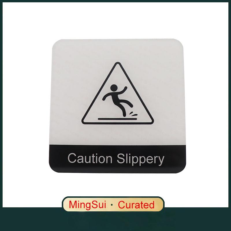 Acrylic Creative Signage Caution Slippery Sign Wall Label Sticker Warning Badge for Bathrooms Kitchens Swimming Pools Shopping Mall Cleaning Areas