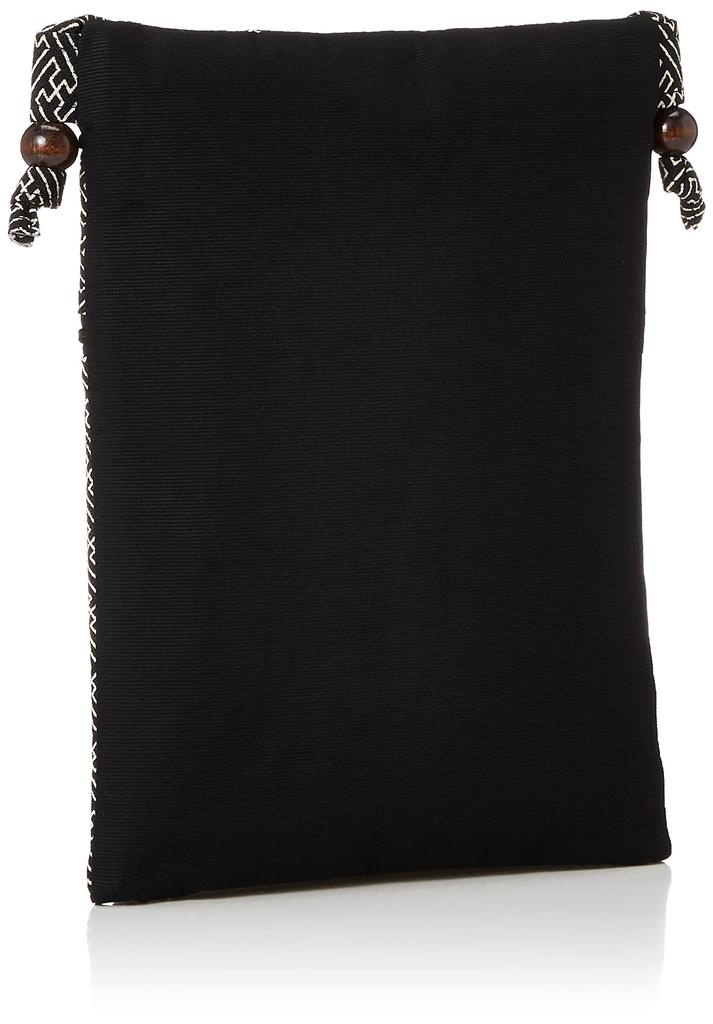 Komon Japanese Style Bag Chirimen Saaya Black [WAKOMONO Kobo] [0433-4] Sacoche, Pattern,