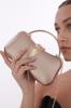 Women's Stylish and Useful Evening Dress Bag Gold Color Bream Material Leaf Accessory Hand and Strap Evening Dress Portfolio Clutch Evening Bag
