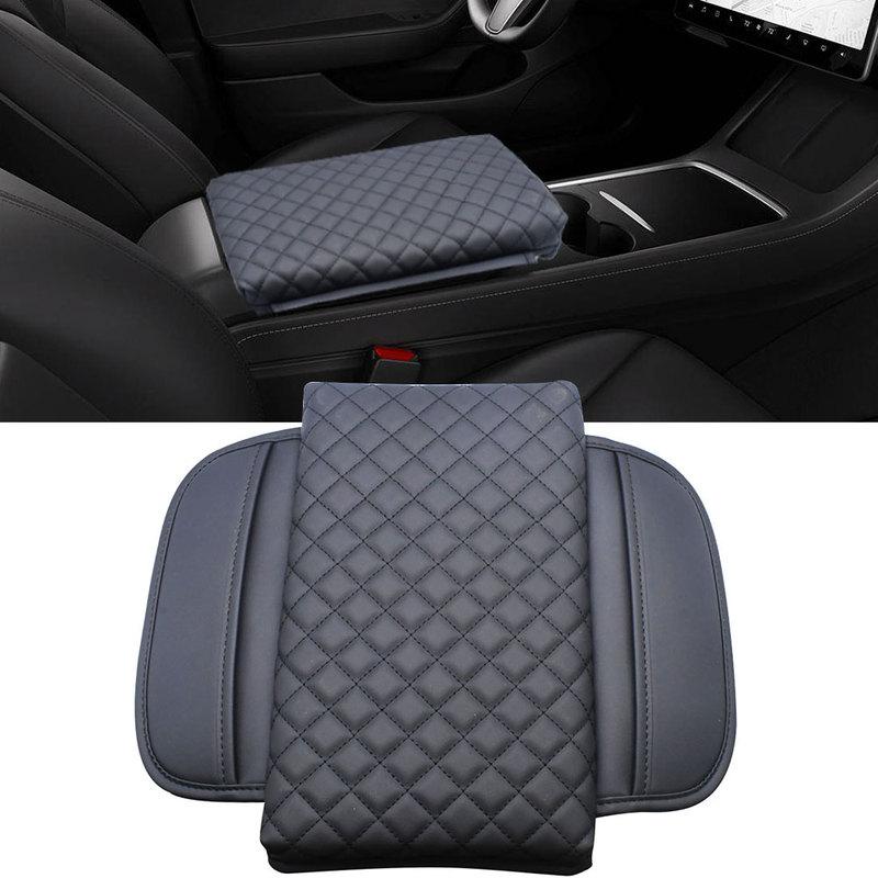 PU Leather Car Armrest Pad Center Console Armrest Mat For Tesla Model 3 Y Auto Armrests Storage Box Cover Car Accessories