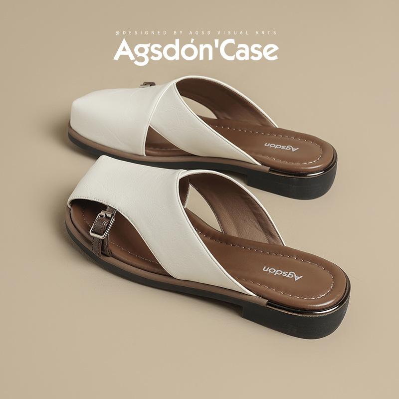 Augustine slippers women's 2025 new summer outer wear bag head half-drag sandals are beautiful with skirt flat-bottomed sandals