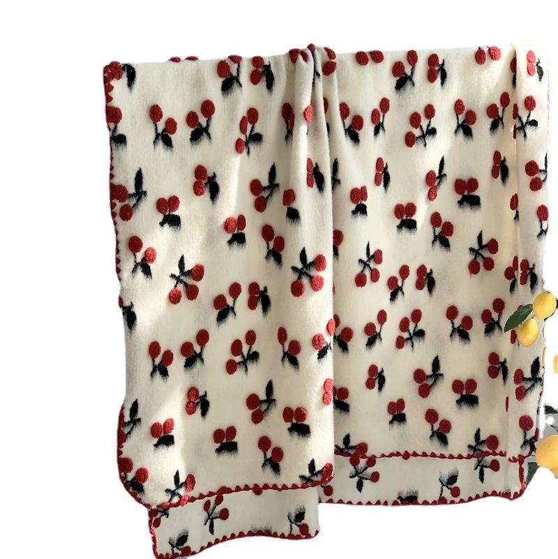 

3D Вишневое детское одеяло Клубничное жаккардовое шерстяное смешанное сладкое детское одеяло для детской кроватки Постельное белье Kawaii Теплое одеяло для женщин 80X100cm вишня