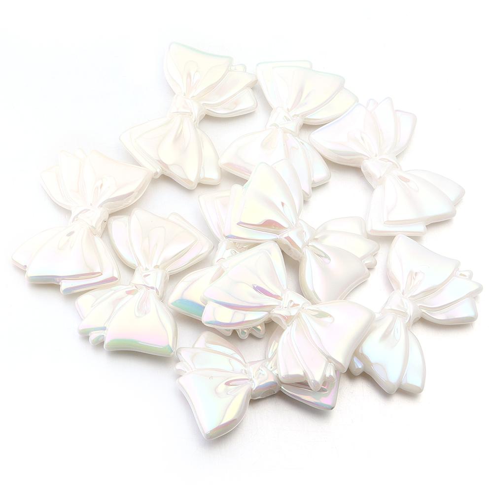 10pcs Bow Acrylic Beads 43x30mm Jelly Color Shiny Loose Spacer Beads For Jewelry Making DIY Bracelets Necklace Keychain Supplies